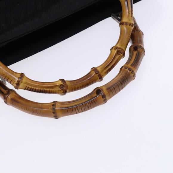 GUCCI Bamboo Hand Bag Nylon Black Silver 002 2122 002 2122 - Picture 7 of 12